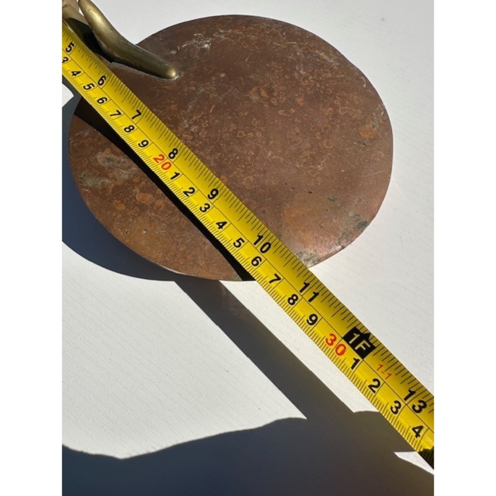 Vintage Copper Silent Butler Brass Hinged Lid and Wood Handle 13.5‎ Inch - Picture 7 of 8